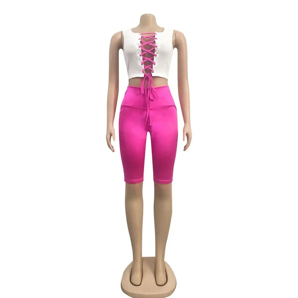 Adogirl Women Sexy Lace Up Sleeveless Hollow Out Top High Waist Shorts 2 Pieces Set 2020 Summer Ladies Short Bodycon Suits
Adogirl Women Sexy Lace Up Sleeveless Hollow Out Top High Waist Shorts 2 Pieces Set 2020 Summer Ladies Short Bodycon Suits