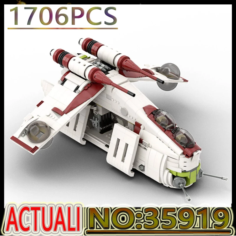 Hot 1707PCS Star Series Wars MOC-35919 The Republic Gunship Model Building Block Kids Toy Children's Christmas DIY Birthday Gift
Hot 1707PCS Star Series Wars MOC-35919 The Republic Gunship Model Building Block Kids Toy Children's Christmas DIY Birthday Gift