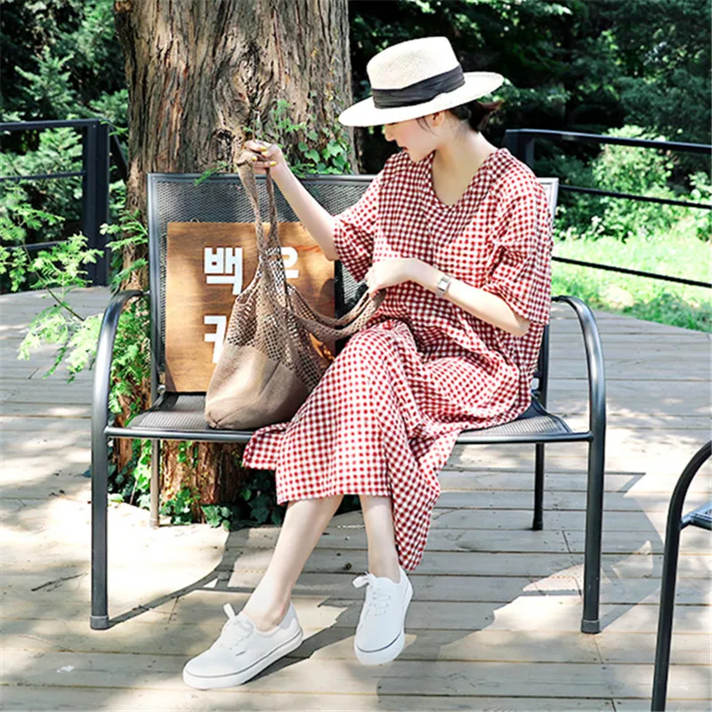 Dresses for Women Summer Short Sleeve Summer Mid-Length Loose Temperament Casual Cotton Linen Split Dresses 
Dresses for Women Summer Short Sleeve Summer Mid-Length Loose Temperament Casual Cotton Linen Split Dresses