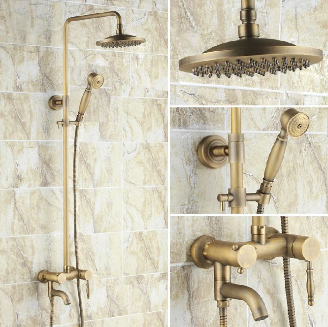 Antique Brass Wall Mounted Rain Bathroom Rainfall Shower Faucet Set with Handheld Spray Shower Head Bath Tub Mixer Tap 2rs041
Antique Brass Wall Mounted Rain Bathroom Rainfall Shower Faucet Set with Handheld Spray Shower Head Bath Tub Mixer Tap 2rs041