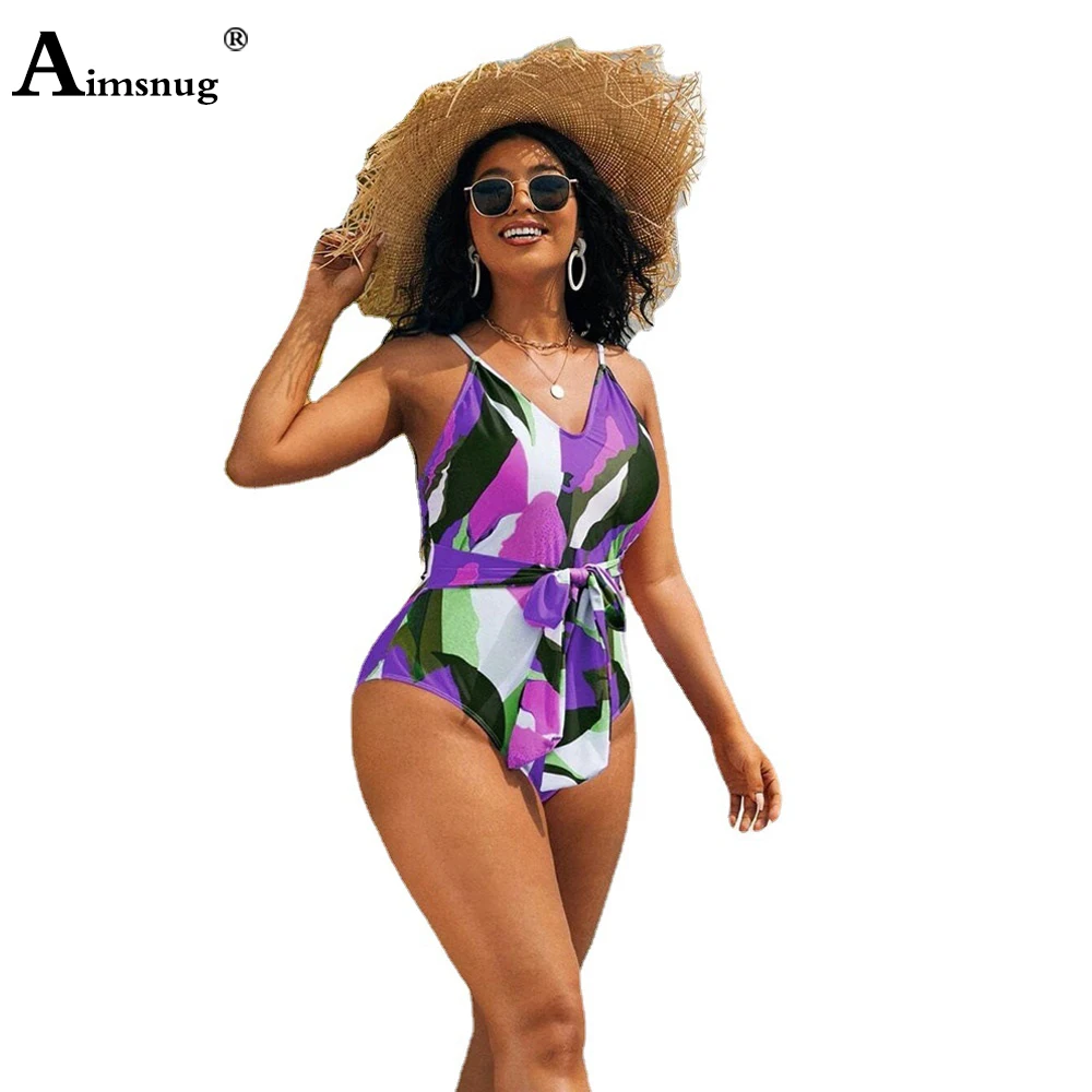 

Women Sexy One Piece Swimsuit Waist Sashes Swimwear 2022 Summer New Fashion 3D Print Onesie Beachwear High Cut Swim Clothing