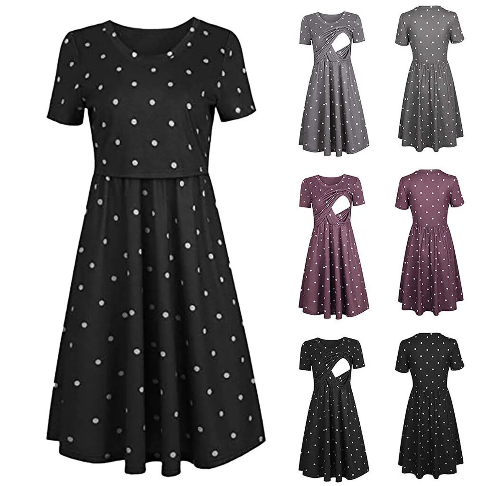 Premaman dress Woman Dots Print Short Sleeve Breast-feeding Pregnant Maternity Nursing Dress vestido embarazada verano
Premaman dress Woman Dots Print Short Sleeve Breast-feeding Pregnant Maternity Nursing Dress vestido embarazada verano