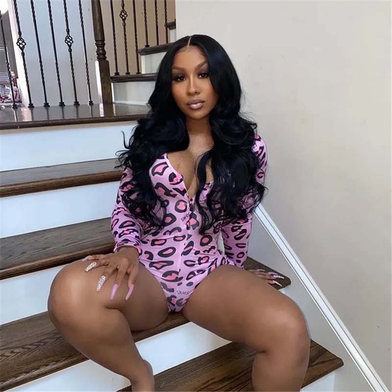 Valentine's Day Playsuit Long Sleeve Butt Flap Romper Women V-neck Leopard Letter Print Sleepwear One Piece Nightwear
Valentine's Day Playsuit Long Sleeve Butt Flap Romper Women V-neck Leopard Letter Print Sleepwear One Piece Nightwear