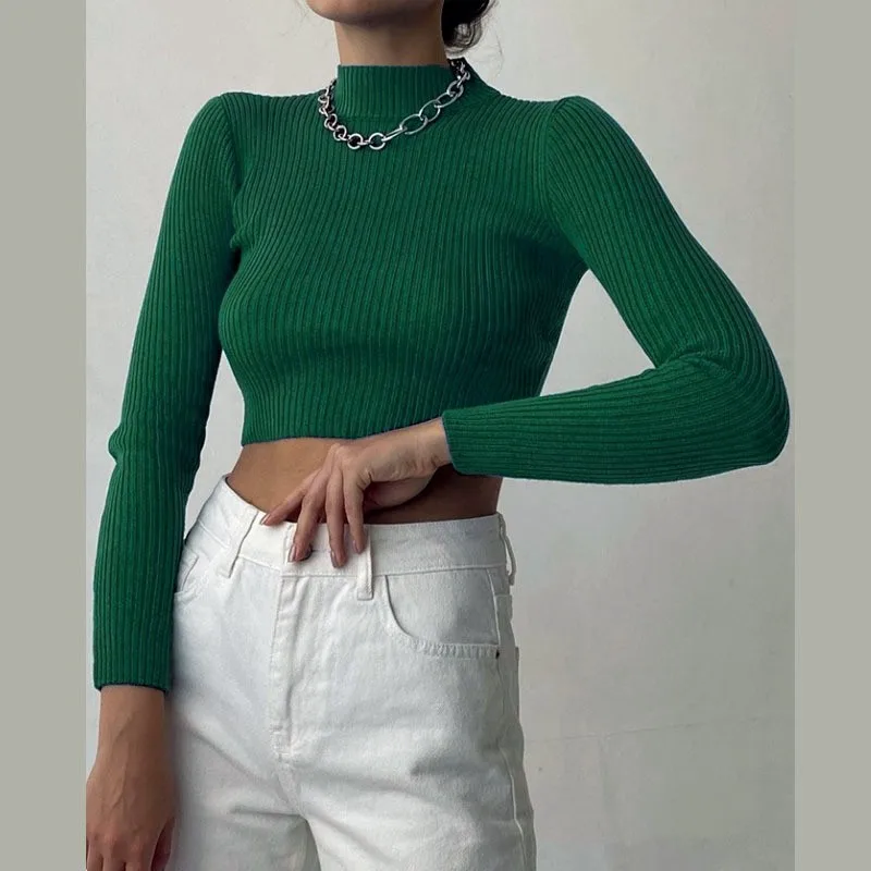 Sexy Knitted Crop Top Elastic Sweaters 2022 Spring Autumn Long Sleeve Turtleneck Office Pullover Female Slim Women Sweaters 
Sexy Knitted Crop Top Elastic Sweaters 2022 Spring Autumn Long Sleeve Turtleneck Office Pullover Female Slim Women Sweaters