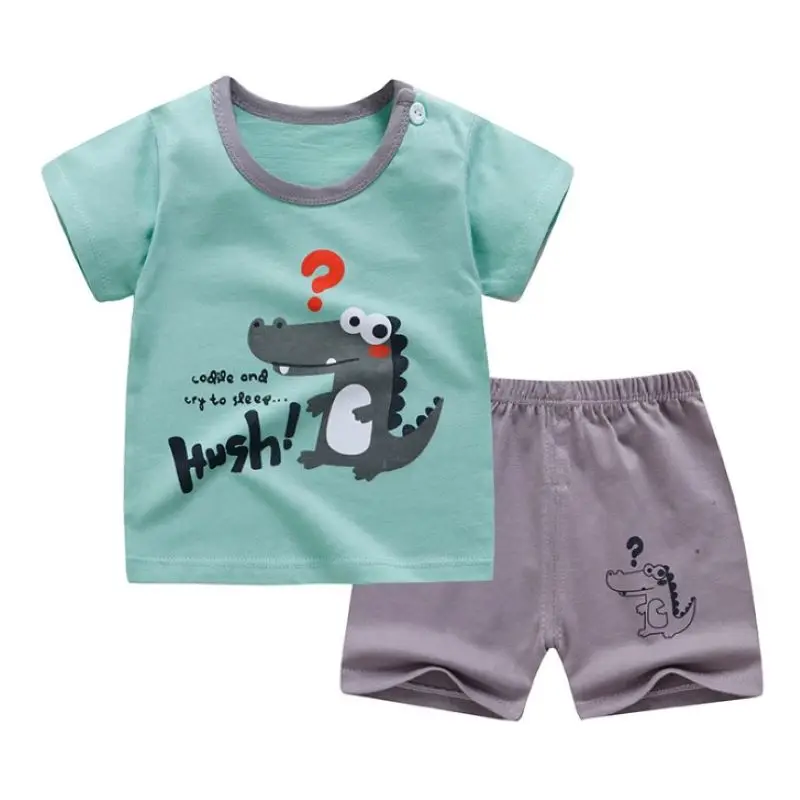 2020 Kids Clothes Toddler Boys Cartoon Outfits Baby Girls Summer Tees Suits Children Clothing T-shirt + Shorts for baby kids | Детская