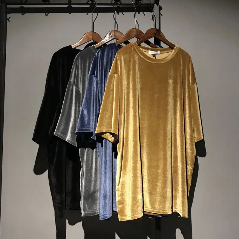 2020 Summer New Oversize Women T Shirt Fashion Solid Velvet O Neck T Shirts Female O Neck Streetwear Tee Tops
2020 Summer New Oversize Women T Shirt Fashion Solid Velvet O Neck T Shirts Female O Neck Streetwear Tee Tops