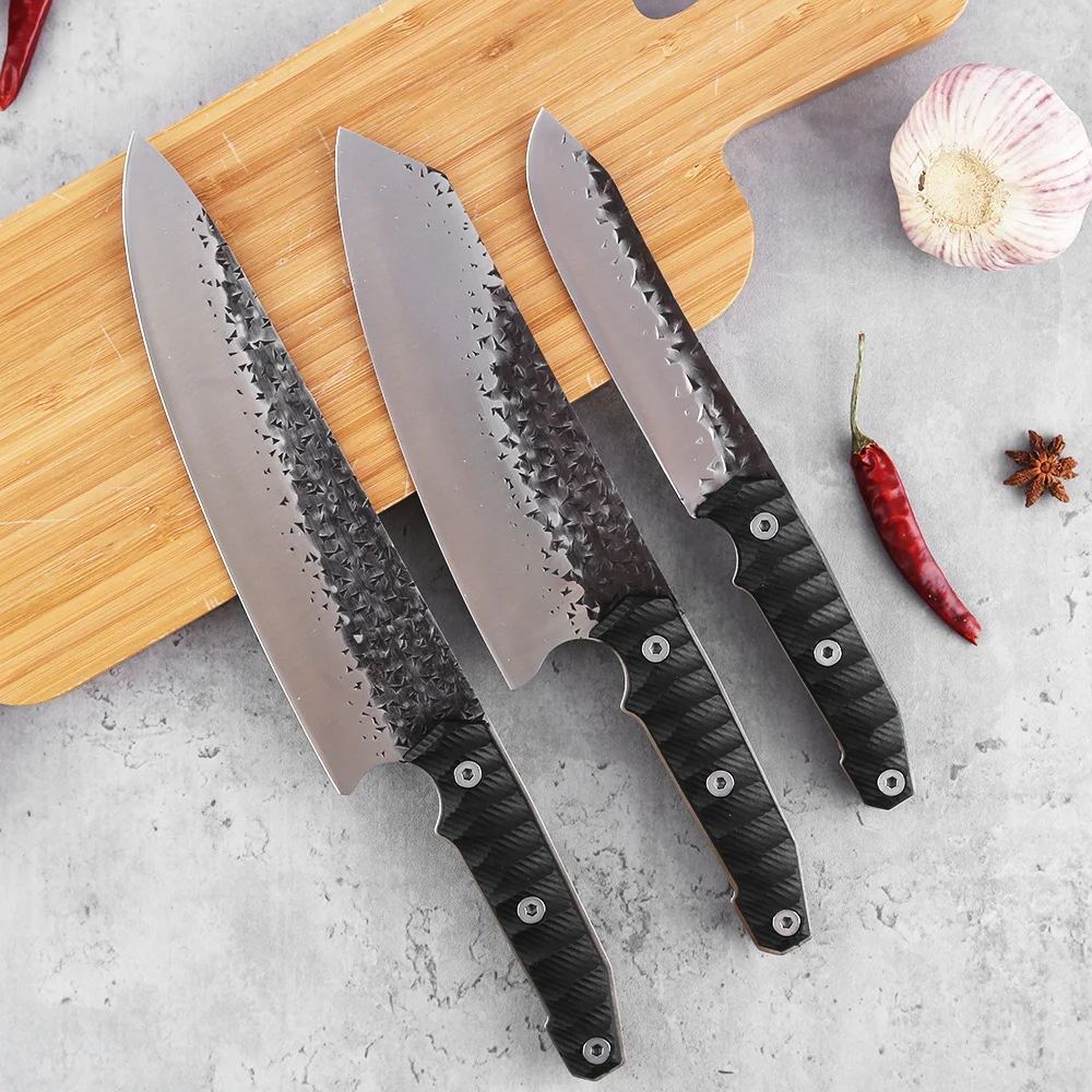3 Pieces High Carbon Steel Forged Chef Knives Meat Vegetables Slicing Chopping Knife Kitchen PP Handle Handmade Cooking Tools 
3 Pieces High Carbon Steel Forged Chef Knives Meat Vegetables Slicing Chopping Knife Kitchen PP Handle Handmade Cooking Tools