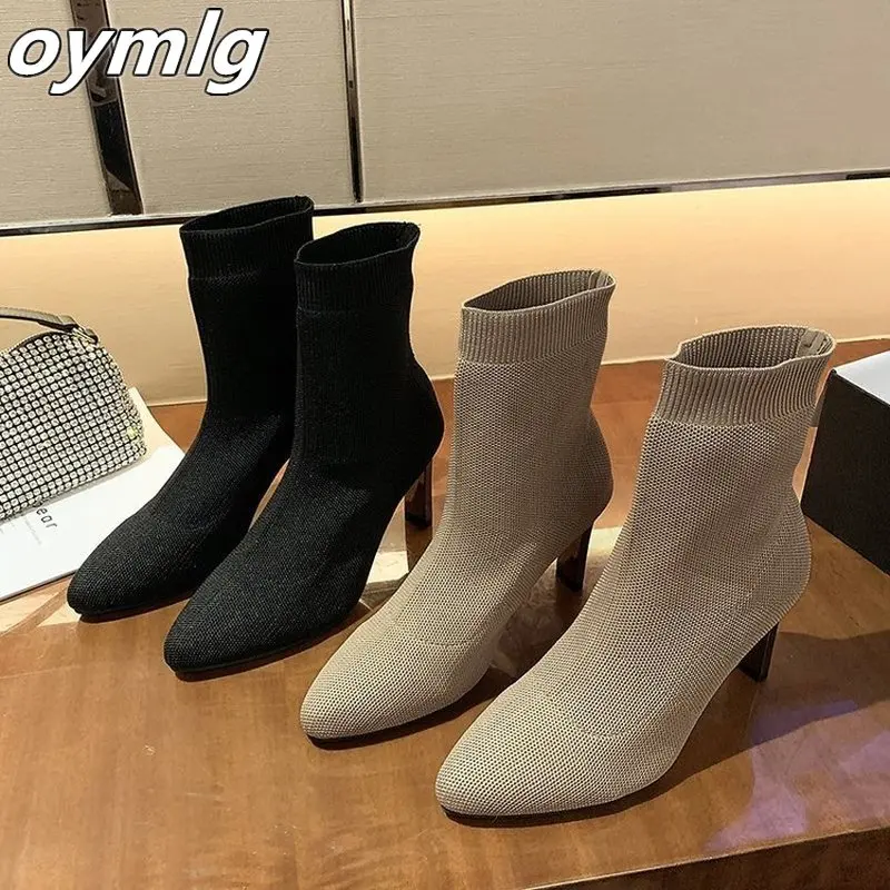 Heels BOOTS Women Sock Boots Fashion High Heel Pointed Toe Autumn Winter Slip On Calf Booties Sexy Pumps Shoes
Heels BOOTS Women Sock Boots Fashion High Heel Pointed Toe Autumn Winter Slip On Calf Booties Sexy Pumps Shoes