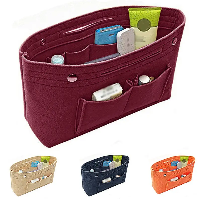 

Women Lady Handbag Organizer Bag Multi Pockets Felt Travel Bag Insert Liner Purse Organiser Travel Multifunctional Cosmetic Bag