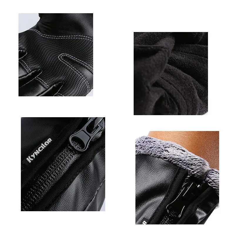Winter Touchscreen PU Leather Gloves Zipper Waterproof Plush Lining Glove for Unisex Outdoor Bike A66 
Winter Touchscreen PU Leather Gloves Zipper Waterproof Plush Lining Glove for Unisex Outdoor Bike A66