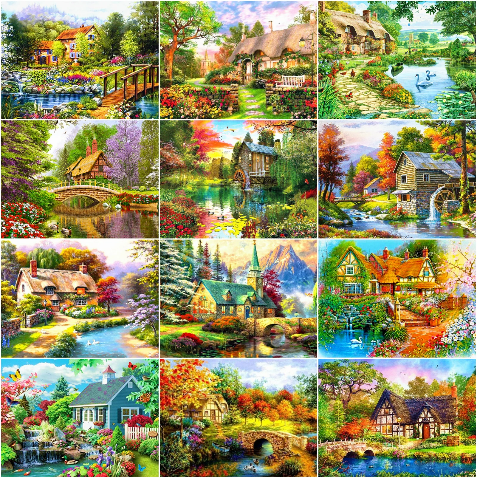 AZQSD DIY Diamond Painting House Cross Stitch Picture Of Rhinestones Diamond Embroidery Landscape Mosaic Home Decoration 
AZQSD DIY Diamond Painting House Cross Stitch Picture Of Rhinestones Diamond Embroidery Landscape Mosaic Home Decoration