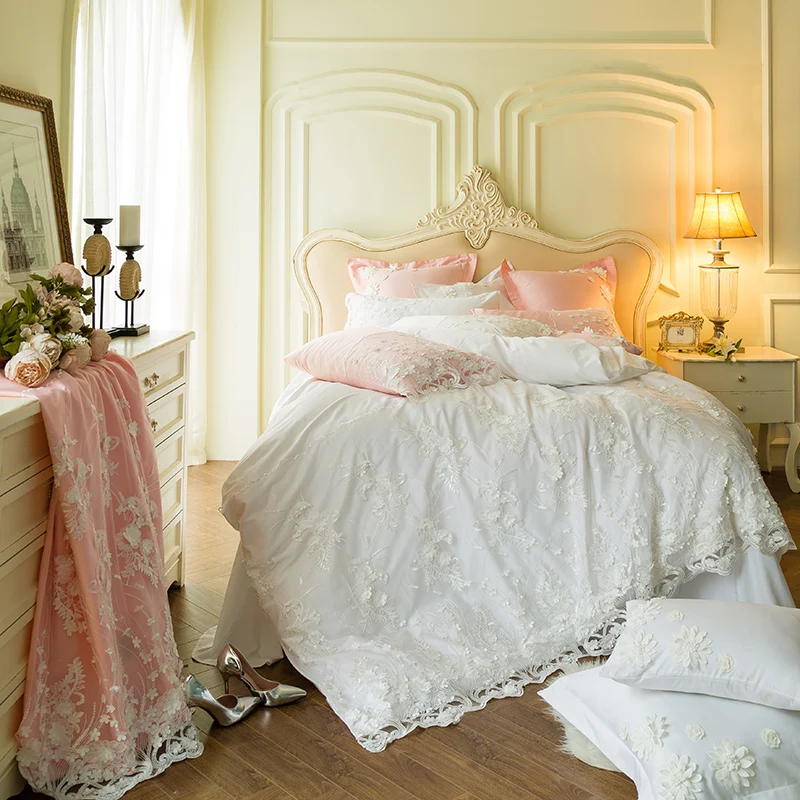 White lace Egyptian Cotton Luxury Wedding Princess Bedding set/Soft Bedclothes 4/7Pcs Queen King size Duvet cover Bed sheet set
White lace Egyptian Cotton Luxury Wedding Princess Bedding set/Soft Bedclothes 4/7Pcs Queen King size Duvet cover Bed sheet set