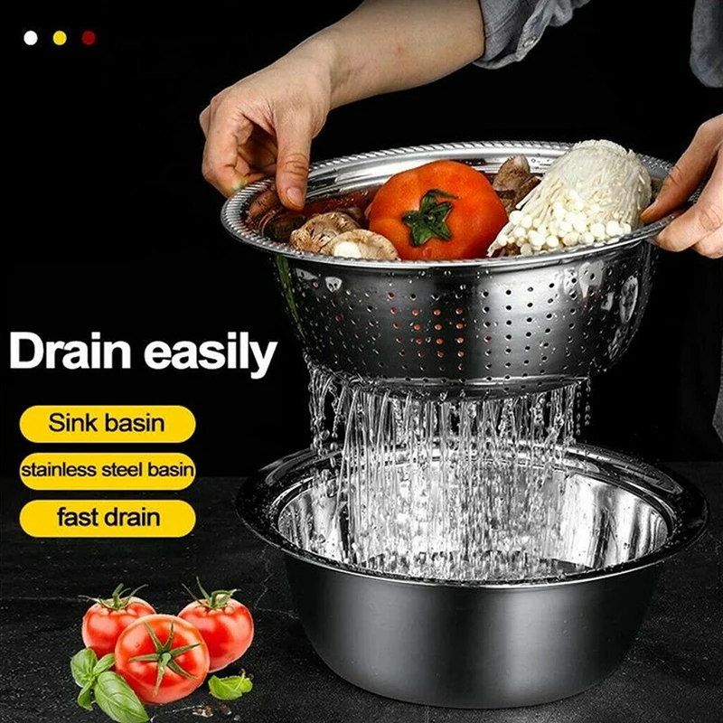 Multifunctional Stainless Steel Basin Safe Slicer Chopper Drain Solid Basin With Filter/Grater/Bowl Vegetable Tool Dropshipping
Multifunctional Stainless Steel Basin Safe Slicer Chopper Drain Solid Basin With Filter/Grater/Bowl Vegetable Tool Dropshipping