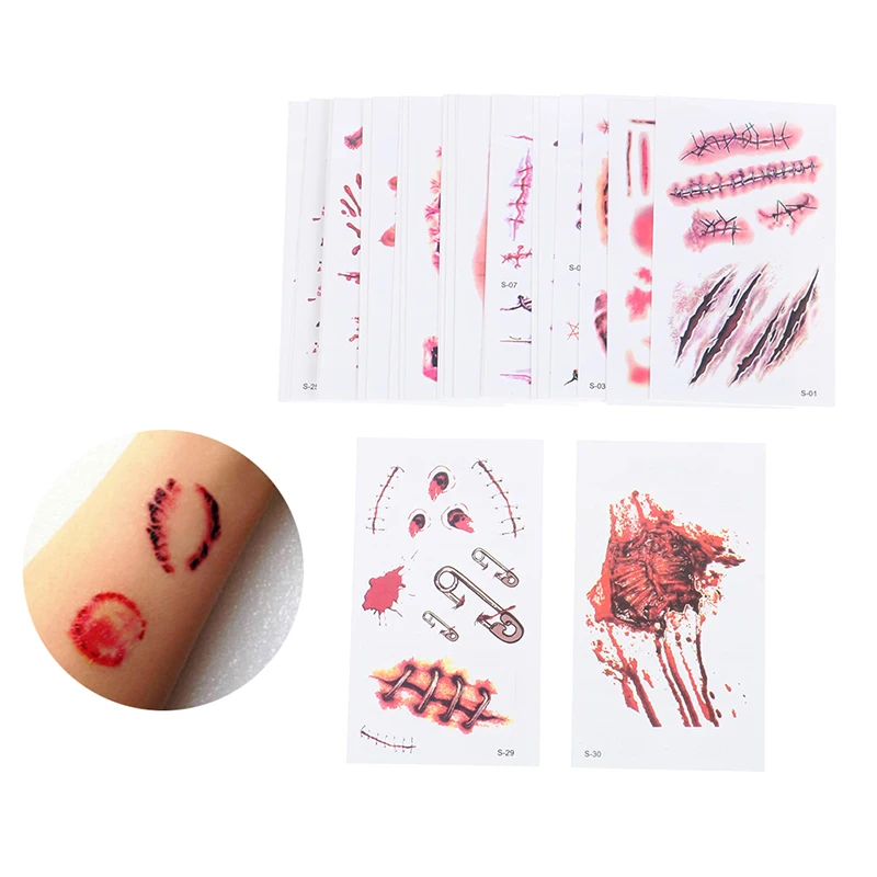 30pcs Waterproof Halloween Terror Wound Realistic Blood Fake TemporaryTattoo Sticker
30pcs Waterproof Halloween Terror Wound Realistic Blood Fake TemporaryTattoo Sticker