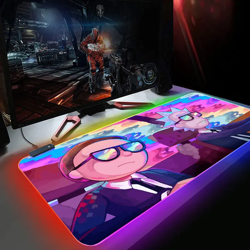 

Коврик для мыши RGB morty, игровые аксессуары, большой компьютерный коврик для мыши 900x400, игровой резиновый ковер с подсветкой клавиатуры, свето...