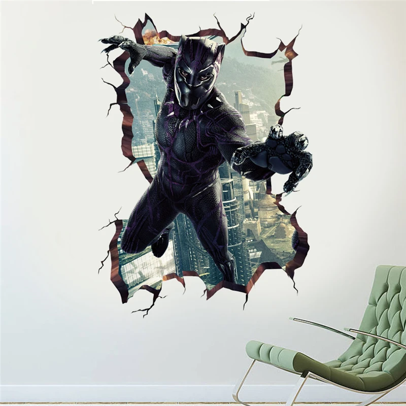 Настенные 3D наклейки мстители Черная пантера настенное украшение для гостиной
