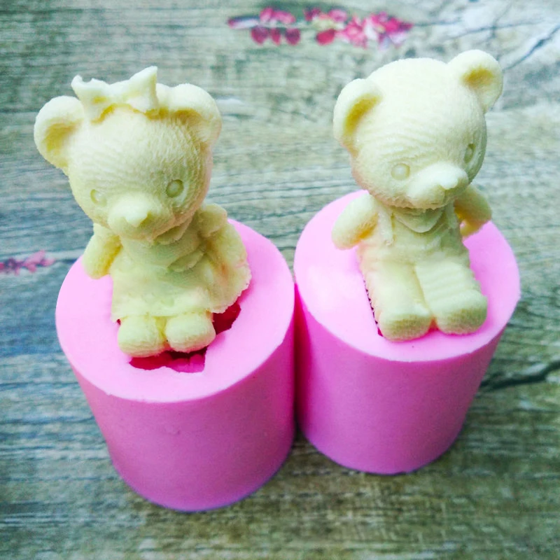 

Cute Bear Boy Girl Silicone Soap Mold Fondant Cake Decorating Tools Sugarcraft Cake Chocolate Mold Gum Paste Candle Moulds