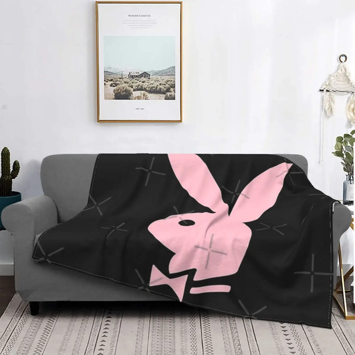 

Playboy Bunny Blanket Bedspread Bed Plaid Rug Anime Plush Beach Blanket Summer Bedspreads