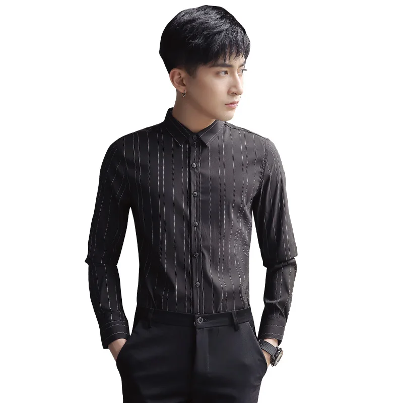 British Style Spring New Men Striped Shirts Long Sleeve Simple All Match Slim Fit Casual Tuxedo Dress Blouse Homme Formal Wear
British Style Spring New Men Striped Shirts Long Sleeve Simple All Match Slim Fit Casual Tuxedo Dress Blouse Homme Formal Wear