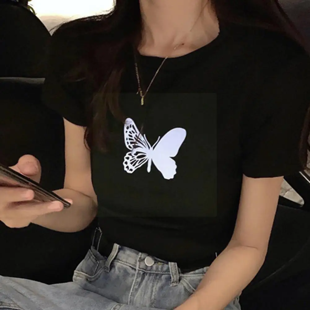 Summer Ladies Fashion Korean Short Sleeve T-shirt Reflective Shine Navel Casual Tops Short Will L9a7
Summer Ladies Fashion Korean Short Sleeve T-shirt Reflective Shine Navel Casual Tops Short Will L9a7
