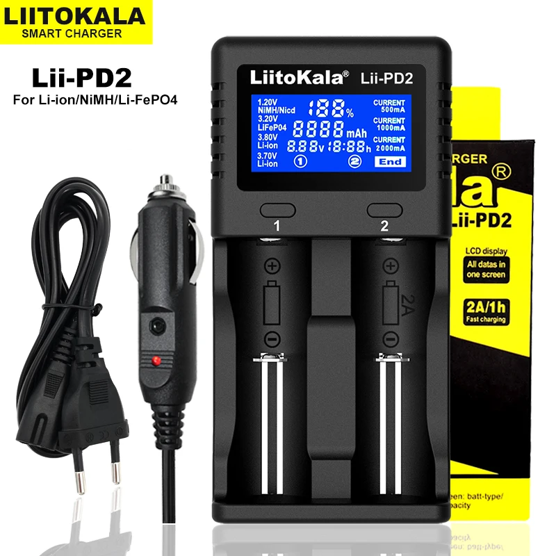 Liitokala Lii-PD4 Lii-PD2 LCD 3.7V/1.2V NiMH 18650 18350 18500 21700 20700 26650 Recharge Lithium Battery Charger
Liitokala Lii-PD4 Lii-PD2 LCD 3.7V/1.2V NiMH 18650 18350 18500 21700 20700 26650 Recharge Lithium Battery Charger