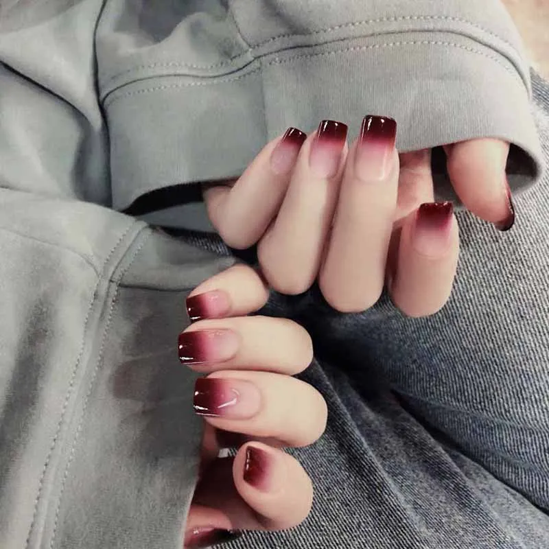 24Pcs False Nails with Design Fake Nails Wine Red Gradient Color Acrylic Coffin False Nail Tips with Glue for Lady Nail Art
24Pcs False Nails with Design Fake Nails Wine Red Gradient Color Acrylic Coffin False Nail Tips with Glue for Lady Nail Art