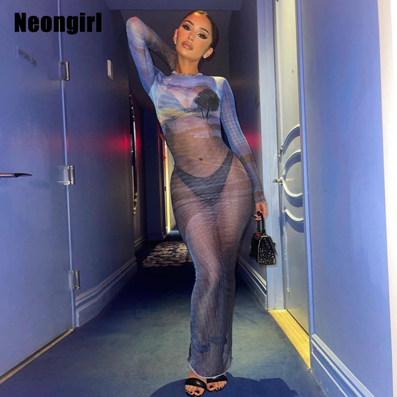 Neongirl Mesh See Through Long Pencil Dress Women Summer Autumn Sexy Club Party Basic Scenery Print Skinny Dropshipping
Neongirl Mesh See Through Long Pencil Dress Women Summer Autumn Sexy Club Party Basic Scenery Print Skinny Dropshipping