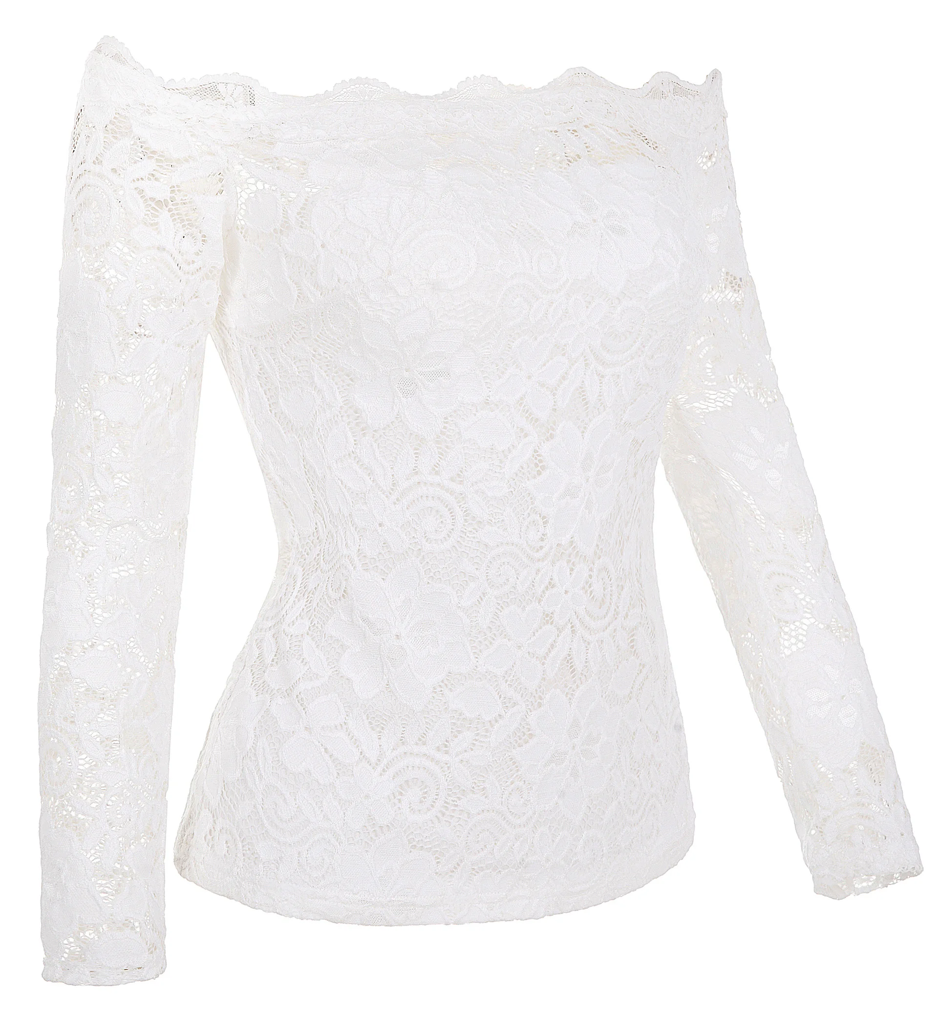 2018 Sexy Fashion Casual Women's Long Sleeve Floral Lace Off Shoulder Tops | Женская одежда