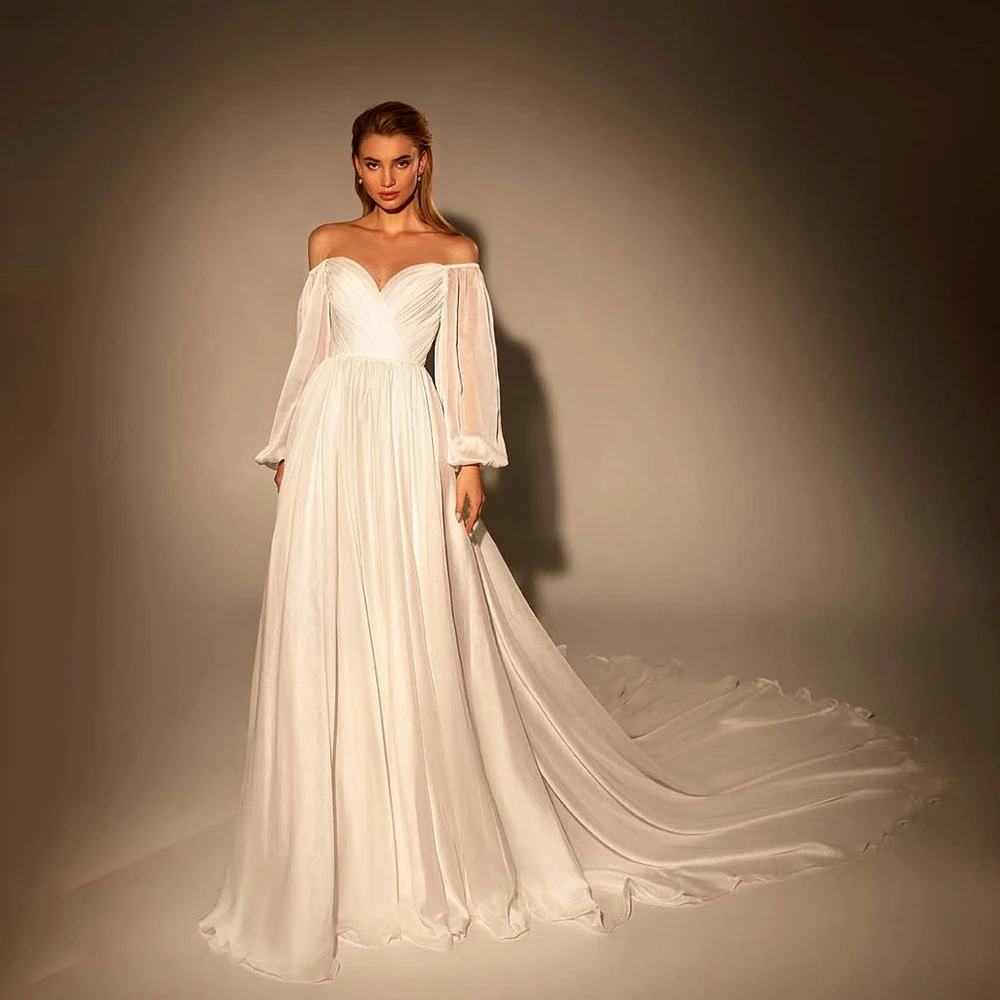 UETEEY Off Shoulder Chiffon Wedding Dress A-Line Zipper Back Pleat Long Sleeve Sweep Train 2021 Bride Gowns Vestido De Noiva
UETEEY Off Shoulder Chiffon Wedding Dress A-Line Zipper Back Pleat Long Sleeve Sweep Train 2021 Bride Gowns Vestido De Noiva