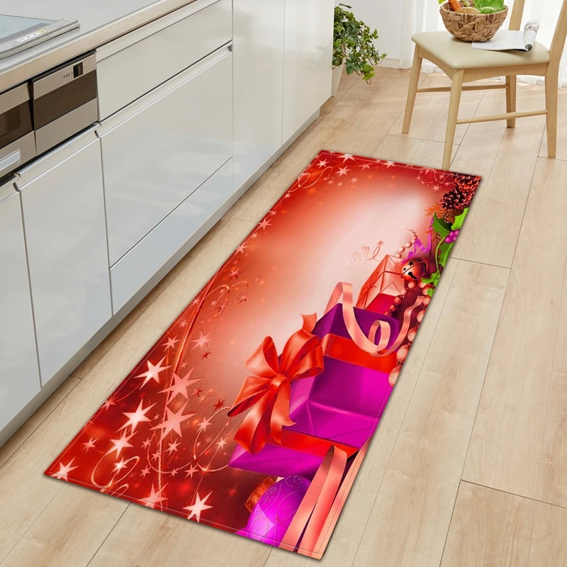 

Merry Christmas Outdoor Carpet Living Room Rugs Play Floor Area Rug Snowman Santa Man Pink Gift Box Print Bedroom Kitchen Mats