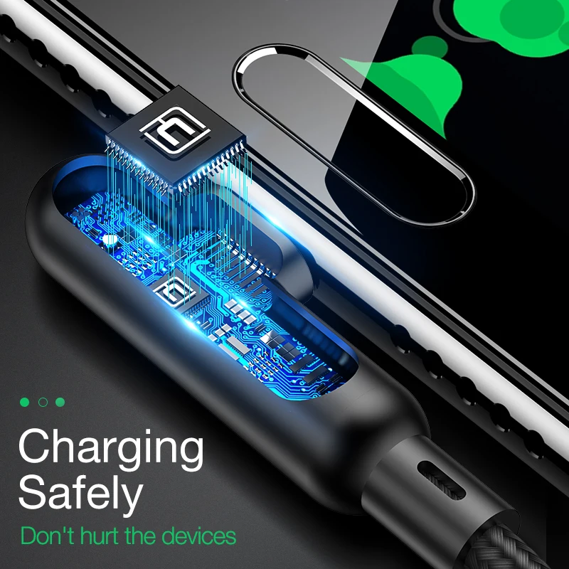 90 градусов игровой USB C кабель для huawei xiaomi samsung Быстрая зарядка LED синхронизация