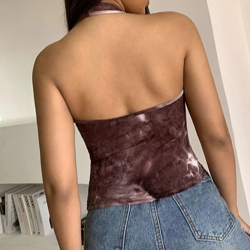 Sexy Halter Crop Tops Sleeveless Short Tops Ladies Printed Summer Fashion Backless V Neck Club Camis 
Sexy Halter Crop Tops Sleeveless Short Tops Ladies Printed Summer Fashion Backless V Neck Club Camis