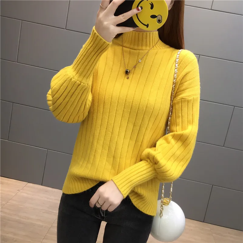 Turtleneck Knit Tops Women Sweater Pullover Autumn ig size Long sleeve Knitted Sweaters Harajuku Female Yellow Knitwear Jumper
Turtleneck Knit Tops Women Sweater Pullover Autumn ig size Long sleeve Knitted Sweaters Harajuku Female Yellow Knitwear Jumper