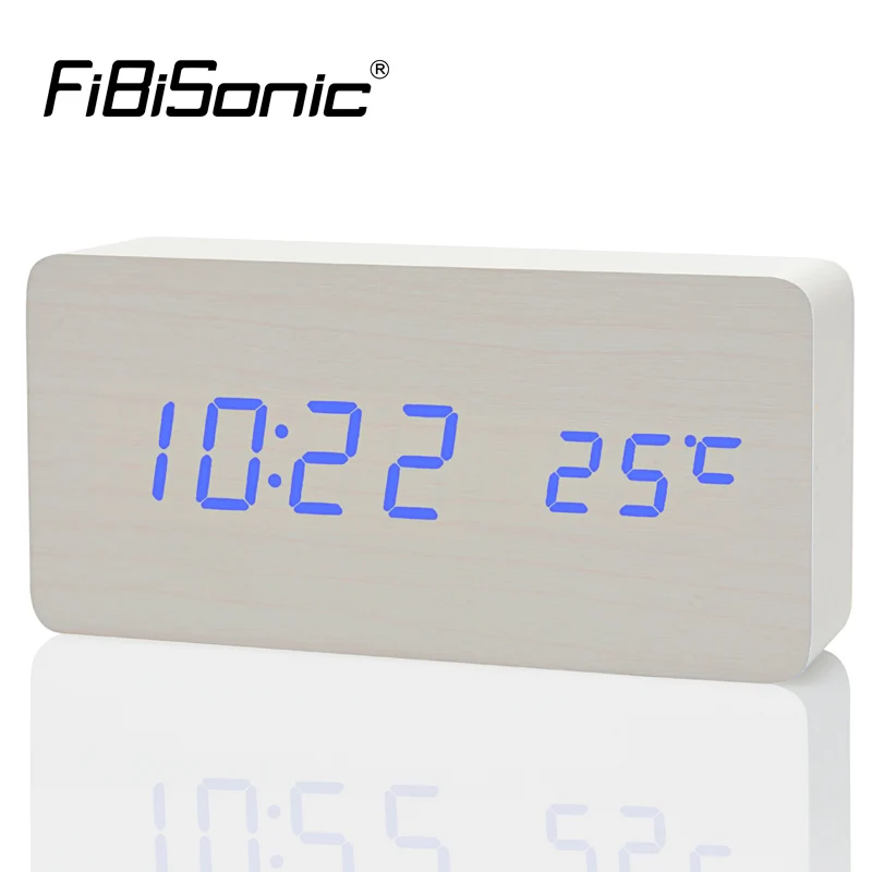 FiBiSonic светодиодный Деревянный Будильник цифровые часы Despertador настольные Saat Reloj