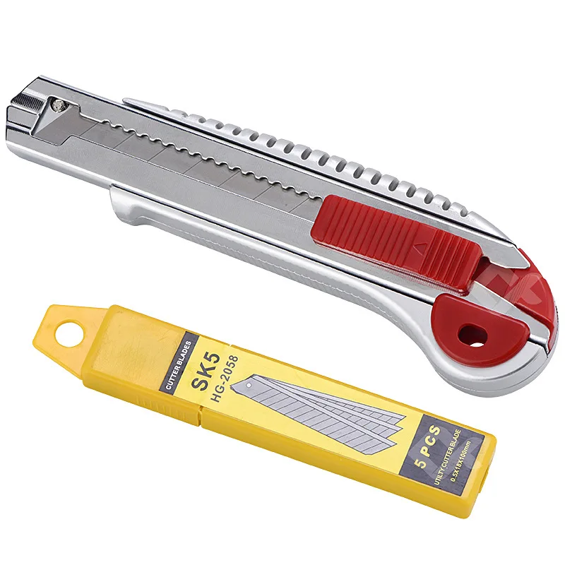 Utility Knife Box Cutter Retractable Self Loading Heavy Duty Snap Off Quick Change Extra 5pcs Blades TPR+PP Handle Cutting
Utility Knife Box Cutter Retractable Self Loading Heavy Duty Snap Off Quick Change Extra 5pcs Blades TPR+PP Handle Cutting