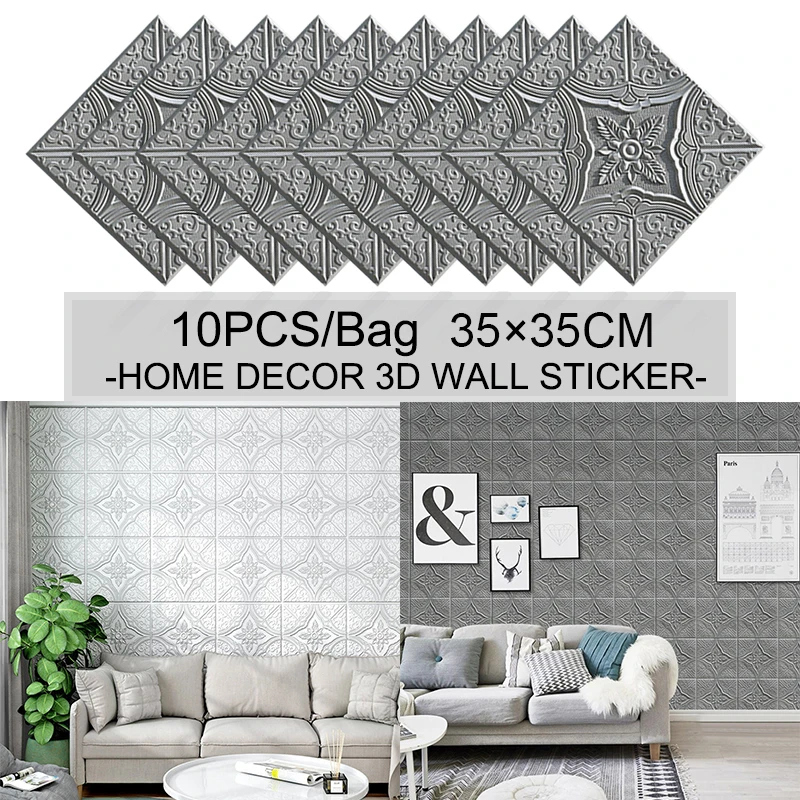 10pcs/bag 3D Wall Sticker Pattern Wallpaper for Living Room Bedroom TV Wall 35x35cm Waterproof Self-Adhesive Wall sticker
10pcs/bag 3D Wall Sticker Pattern Wallpaper for Living Room Bedroom TV Wall 35x35cm Waterproof Self-Adhesive Wall sticker