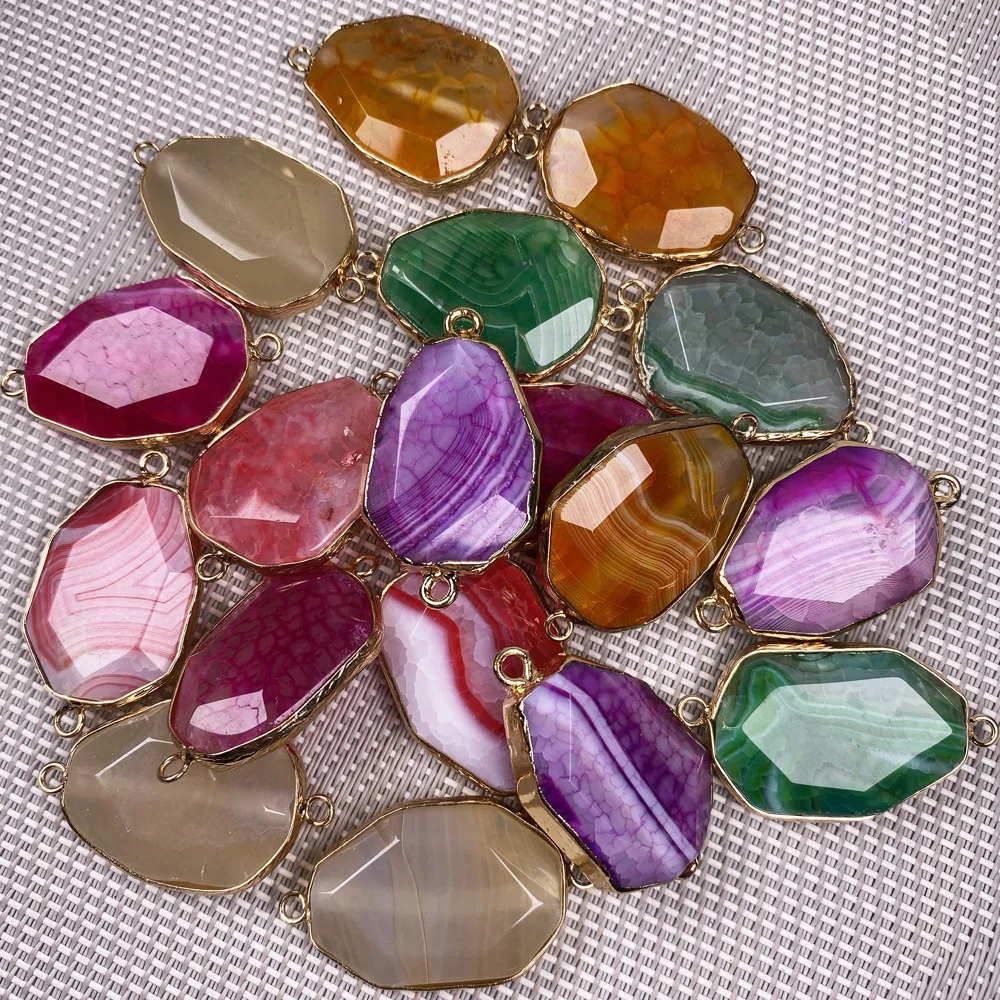 Natural Stone Agates Pendant irregular Shape Double Hole Connector for Jewelry Making DIY Elegant Necklace Bracelet Accessories
Natural Stone Agates Pendant irregular Shape Double Hole Connector for Jewelry Making DIY Elegant Necklace Bracelet Accessories