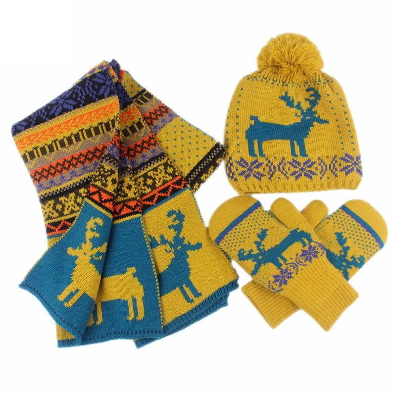 New Winter Knitted Hat Beanie Scarf Glove Unisex 3 Pieces Set Cartoon Elk Pattern Christmas Present Fashion Suit
New Winter Knitted Hat Beanie Scarf Glove Unisex 3 Pieces Set Cartoon Elk Pattern Christmas Present Fashion Suit