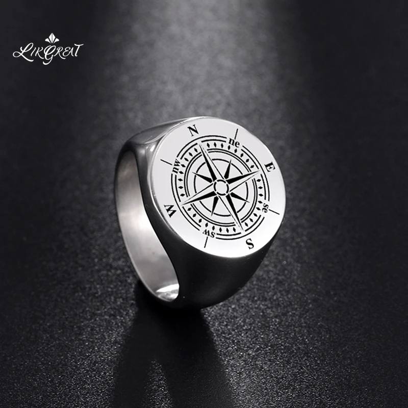 LIKGREAT 2021Trend Silver Color Metal Compass Men's Ring Vintage Viking Stainless Steel Signet Finger Rings for Boyfriend Gifts
LIKGREAT 2021Trend Silver Color Metal Compass Men's Ring Vintage Viking Stainless Steel Signet Finger Rings for Boyfriend Gifts