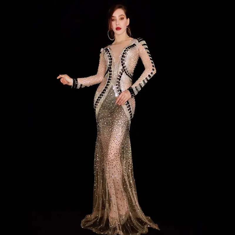 See Through Silver Black Rhinestones Dress Bar Birthday Celebrate Prom Dance Mesh Outfit Women Singer Dresses
See Through Silver Black Rhinestones Dress Bar Birthday Celebrate Prom Dance Mesh Outfit Women Singer Dresses