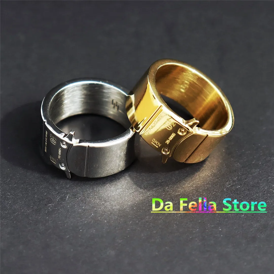 Silvery Golden ALYX Rings Men Women 1:1 High Quality 1017 ALYX 9SM Buckle Ring Rollercoaster Buckle Laser Letters Details
Silvery Golden ALYX Rings Men Women 1:1 High Quality 1017 ALYX 9SM Buckle Ring Rollercoaster Buckle Laser Letters Details