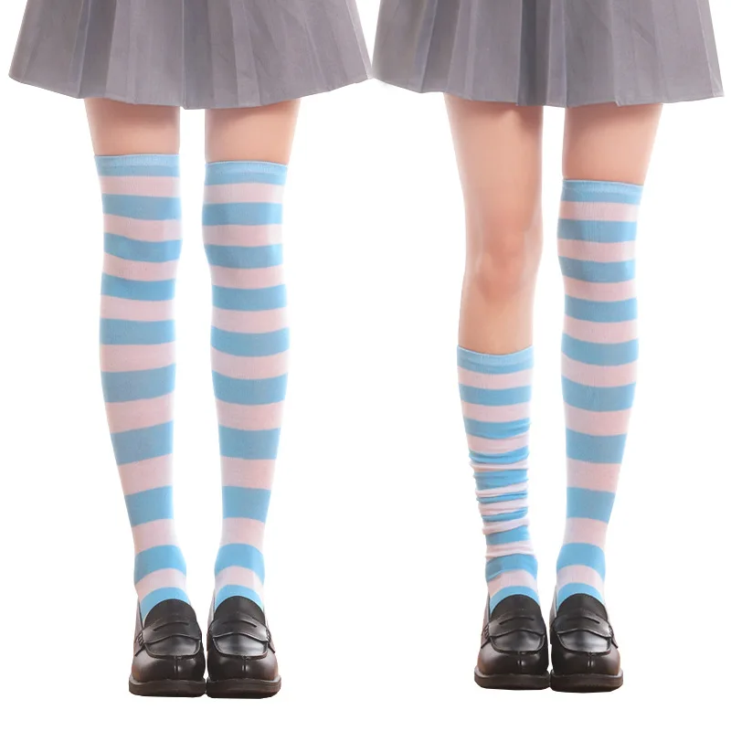 Japan Anime Cosplay Miku Thigh High Over the Knee Striped Stocking Socks Blue White Stripe Womens Cotton Boot Long Leg Warmers
Japan Anime Cosplay Miku Thigh High Over the Knee Striped Stocking Socks Blue White Stripe Womens Cotton Boot Long Leg Warmers