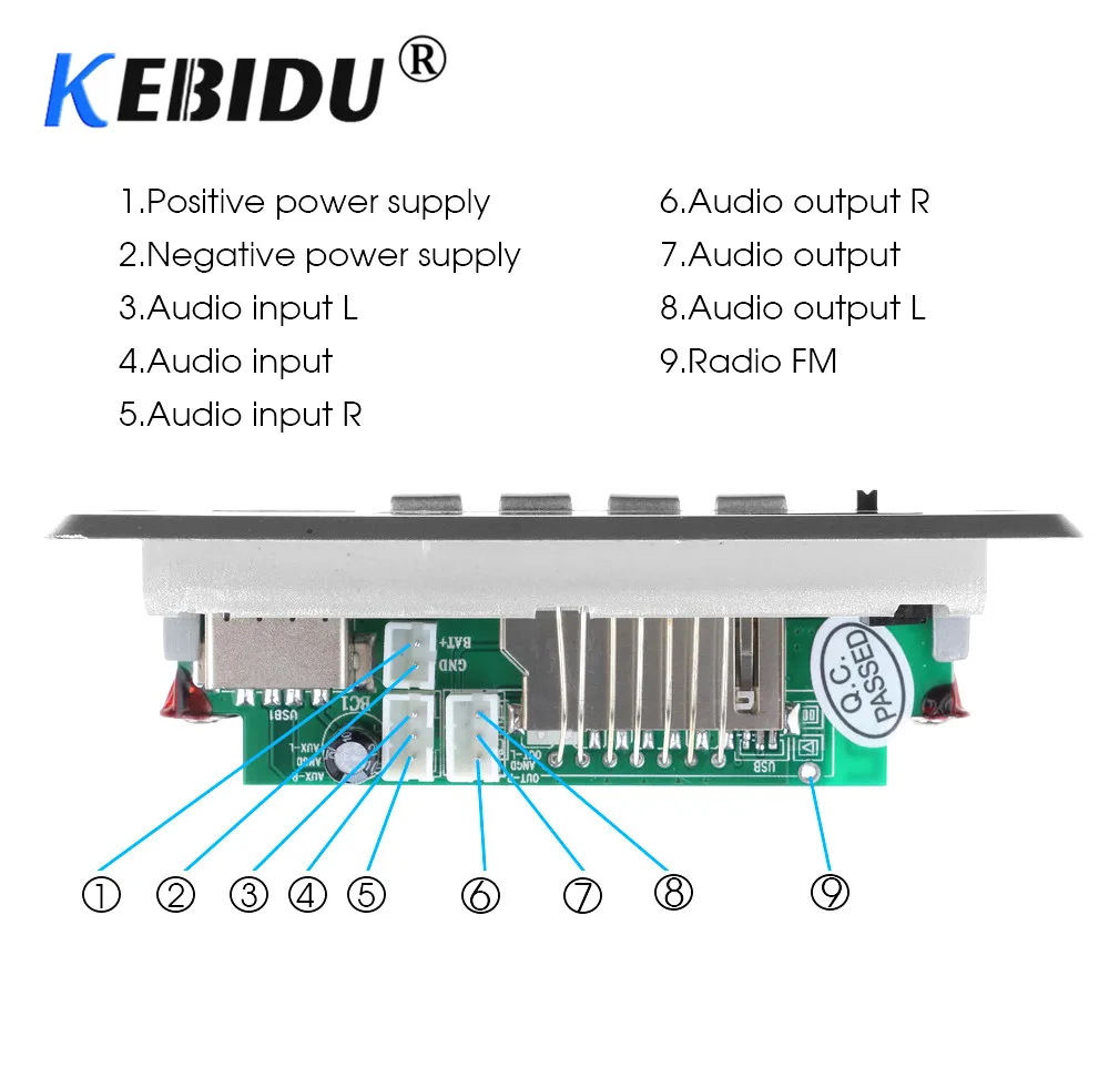 Модуль платы декодера Kebidu с Bluetooth 5 0 беспроводной MP3-плеер светодиодный