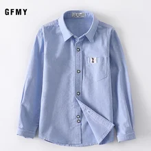 GFMY 2020 New Spring Oxford Textile Cotton Blouse Girls Boys White Shirt 3T-14T British style Kid Casual School Clothes