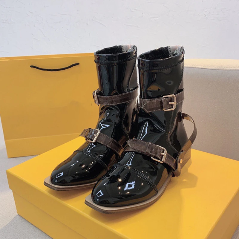 Женские сапоги, короткие кожаные сапоги до колена с ремешком и пряжкой на молнии
Женские сапоги, короткие кожаные сапоги до колена с ремешком и пряжкой на молнии