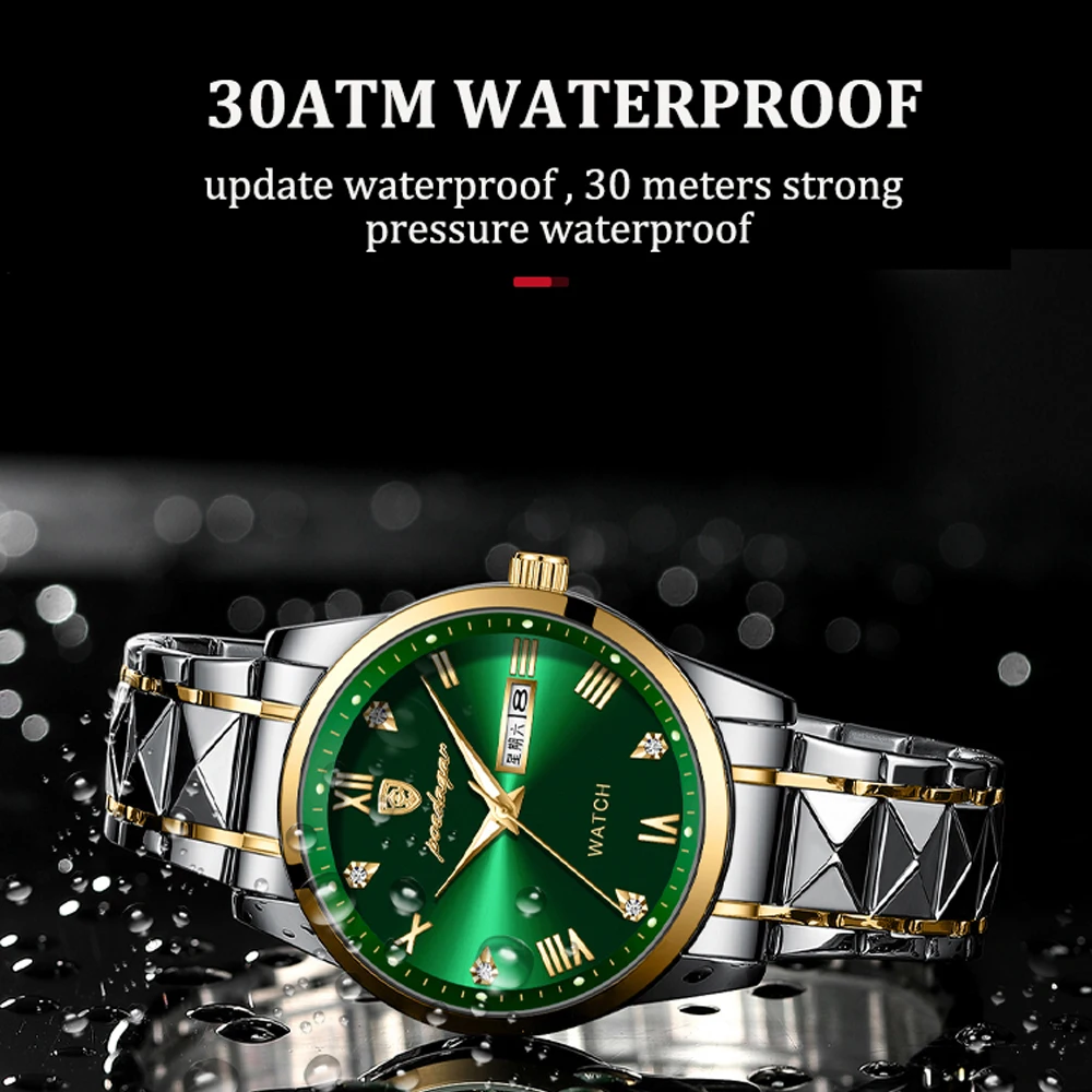 Poedagar Top Brand Luxury Fashion Green Dial Watch Men Waterproof Luminous Week Date Clock Sport Watches Mens Quartz Wristwatch | Наручные