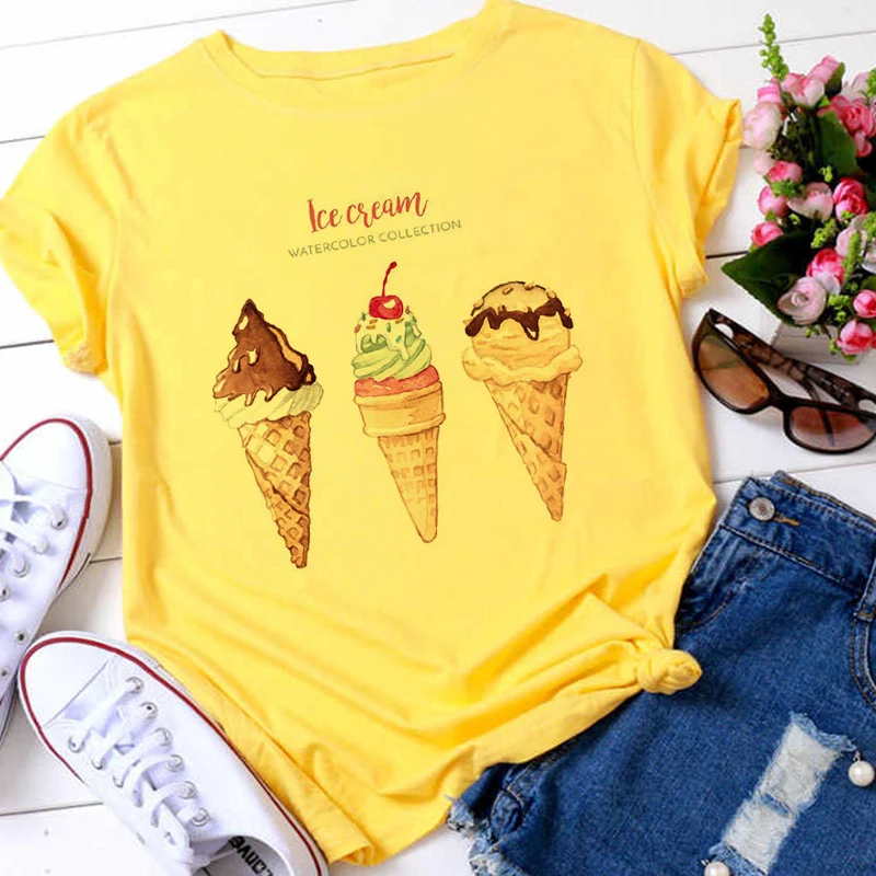 2020 Ice cream Cute Cartoon Women Tshirt Harajuku Kawaii Spring Summer Tshirt Casual Outfit Fashion Tops Yellow Girl T shirt
2020 Ice cream Cute Cartoon Women Tshirt Harajuku Kawaii Spring Summer Tshirt Casual Outfit Fashion Tops Yellow Girl T shirt