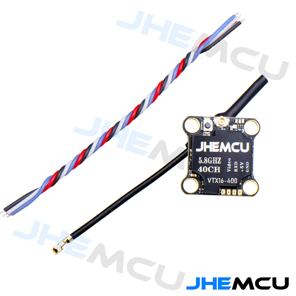 

JHEMCU VTX16-400 5,8G 40CH PitMode 25mW 100mW 200mW 300mW 400mW Регулируемый VTX 16x16mm для RC FPV Racing Freestyle Micro Drones