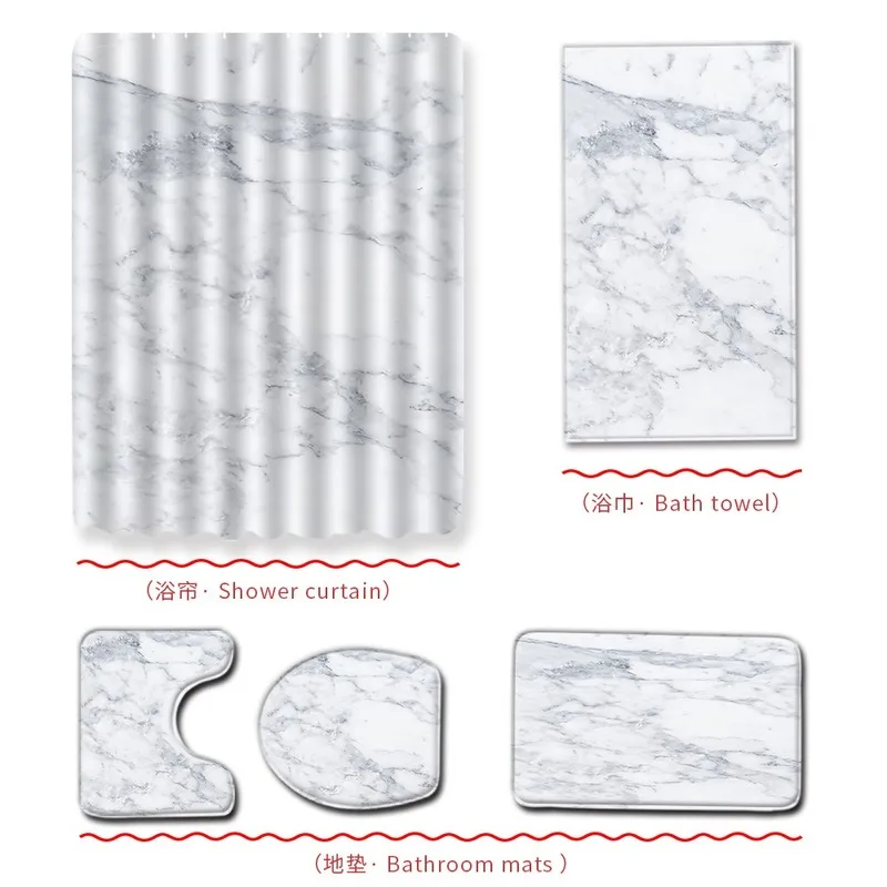 Marble Bathroom Shower Curtain Bath Towel Mat Five-Piece Set Bathroom Toilet Carpet Shower Mat bamboo bath mat
Marble Bathroom Shower Curtain Bath Towel Mat Five-Piece Set Bathroom Toilet Carpet Shower Mat bamboo bath mat