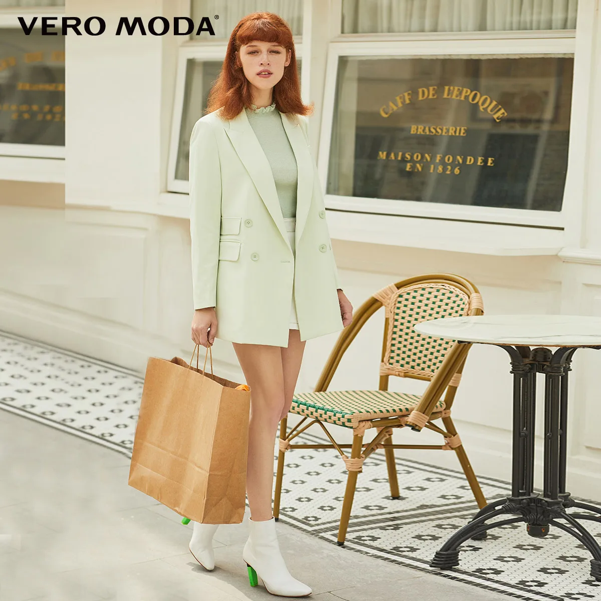 Женский двубортный пиджак с отложным воротником Vero Moda в стиле Ins 319308590|Женские